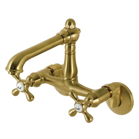 Kingston Brass English Country 6" Adjustable Center Wall Mount Kitchen Faucet, Brass KS7227AX